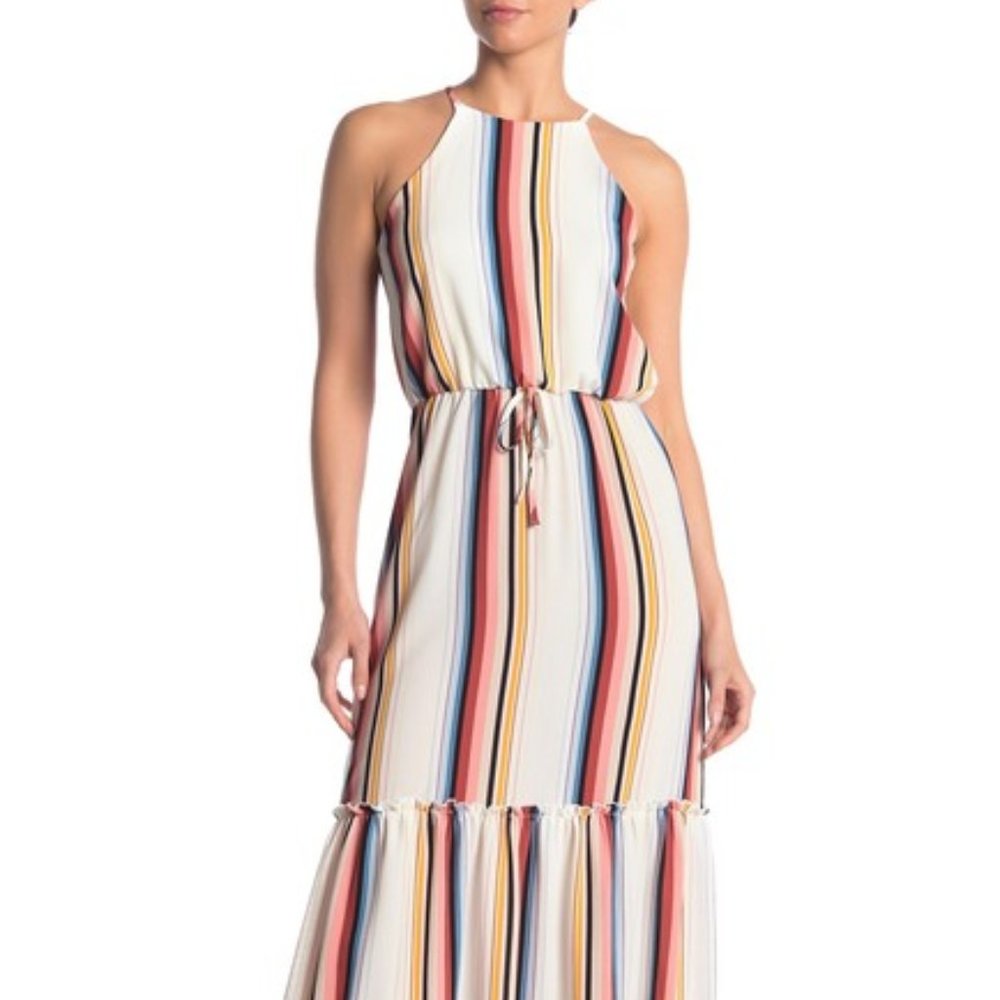 NEW MAX & ASH Variegated Stripe Maxi Dress S